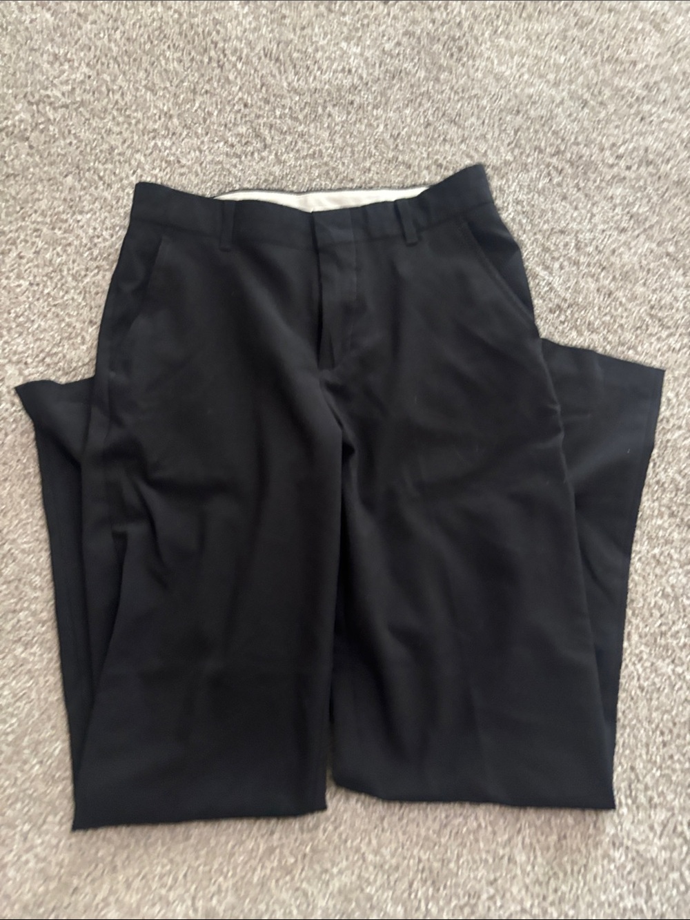 Chaps Black Pants with Cream Waistband and Navy Trim